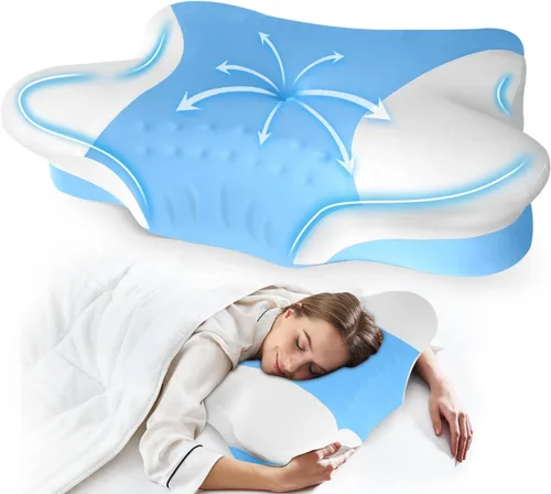 Vista 9 de Almohada cervical para el cuello para dormir de lado, almohadas de espuma viscoelástica, soporte ergonómico para el cuello para aliviar el dolor