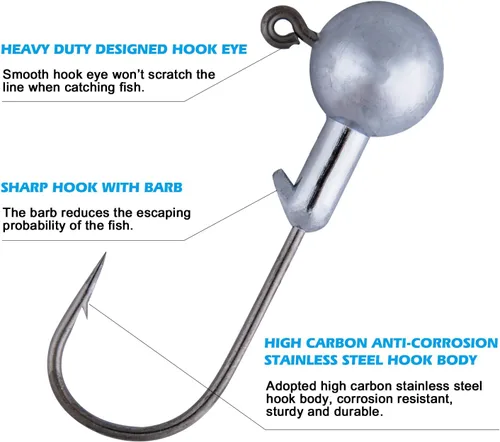Vista 2 de Goture Round Jig Head, Jig Head Hooks for Freshwater Saltwater Fishing, Swimbait Jig Heads with Fishing Box for Trout Bass Fishing, Crappie Pro Jig