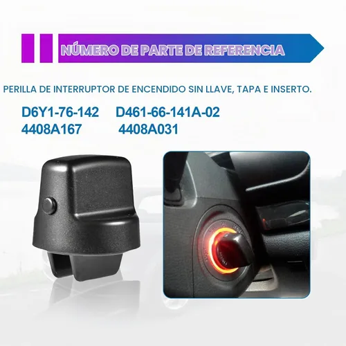 Vista 5 de Botón de encendido de arranque sin llave de repuesto para Mazda CX-9 2007-2015 2007-2011 CX7 2006-2007 Mazda 6 Pomo de llave de encendido y juego