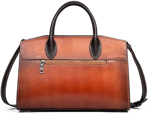 Vista 5 de Genuine Leather Floral Embossed Handbag for Women Handmade Vintage Tote Purse