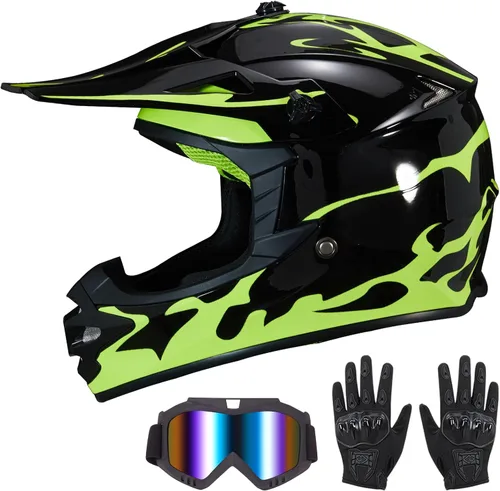 Vista 14 de Casco de Bicicleta de Tierra para Jóvenes Niños para Niños y Niñas, F001 Casco de Motocicleta de Cara Completa para Todoterreno ATV Conducción
