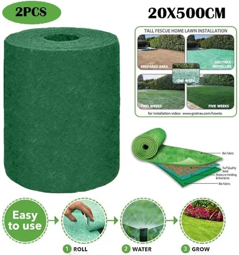 Vista 2 de Rollo de tapete de semillas de césped, tapete biodegradable para semillas de césped, manta de germinación de semillas de césped para cultivo