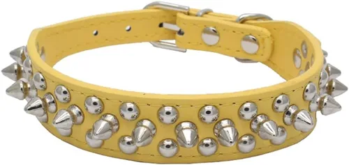 Vista 10 de Collares de piel sintética ajustable con remaches y tachuelas de hongos para gatos, cachorros, perros