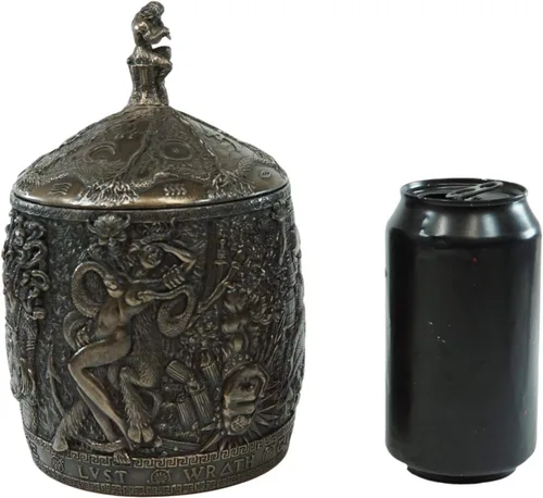 Vista 8 de Ebros Gift Antigua caja de Pandora mitológica idiomática griega con cacerola jugando flauta decorativa caja de baratija estatuilla 8 contenedores
