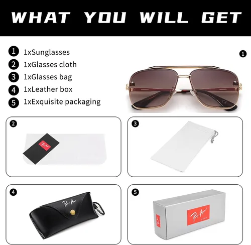 Vista 7 de Pro Acme Navigator Gafas de sol para hombres y mujeres piloto cuadrado doble puente metal Sunnies con lentes mejoradas