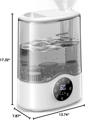 Vista 10 de Homvana Humidificador para habitación grande, 7 L (807 pies ²), niebla inteligente cálida y fría, humidificadores de llenado superior