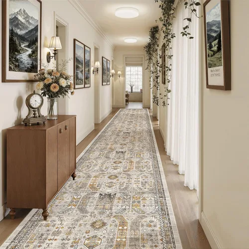 Vista 153 de Madane Alfombra lavable de 2 x 3 pies, alfombra de entrada pequeña, antideslizante, vintage, para entrada interior, alfombra de pelo bajo