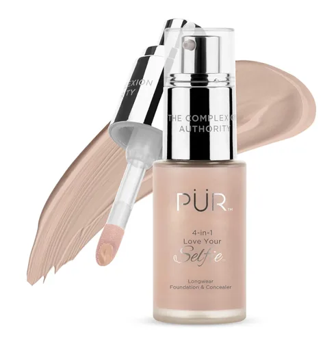 Vista 13 de PÜR MINERALS 4-in-1 Love Your Selfie Foundation & Concealer - Longwear Medium-to-Full Coverage Liquid Makeup Foundation with Hydrating Blend for