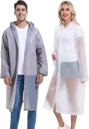Vista 162 de 2 abrigos de lluvia de Borogo para adultos, chaquetas de lluvia reutilizables para hombres y mujeres