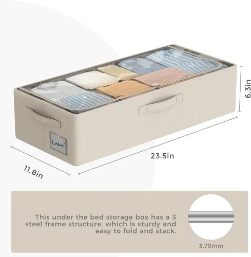 Vista 4 de Contenedores de almacenamiento para debajo de la cama, caja de almacenamiento de tela Oxford, contenedor resistente para debajo de la cama