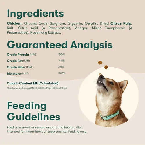 Vista 7 de Jinx Chicken Bites Jerky - Golosinas para perros, suaves y masticables, golosinas jerky totalmente naturales para perros con pollo sin jaula