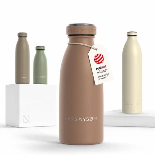 Vista 66 de LARS NYSØM Botella de agua aislada de acero inoxidable de 12 onzas, 17 onzas, 25 onzas, 34 onzas, 51 onzas, frasco térmico aislado para bebidas
