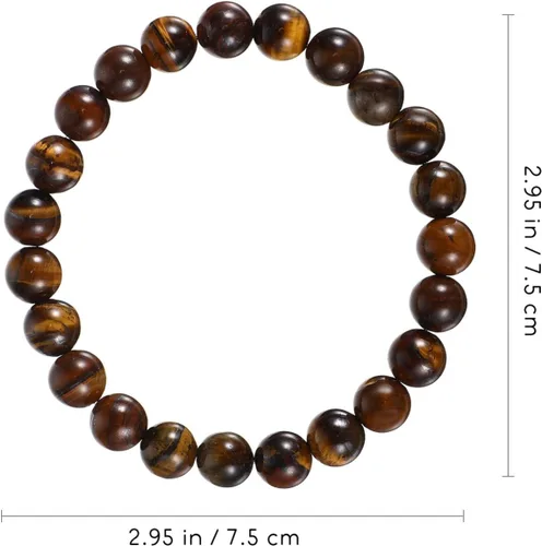 Vista 9 de PRETYZOOM Pulseras de piedra de ágata natural, pulseras de cuentas, pulseras elásticas, pulseras redondas de cuentas de 0.315 in, pulseras elásticas