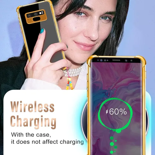 Vista 4 de Likiyami Funda 2 en 1 para Samsung Galaxy Note 9, diseño de corazón, para mujeres y niñas, bonita, de lujo, bonita, estética, moderna, color negro