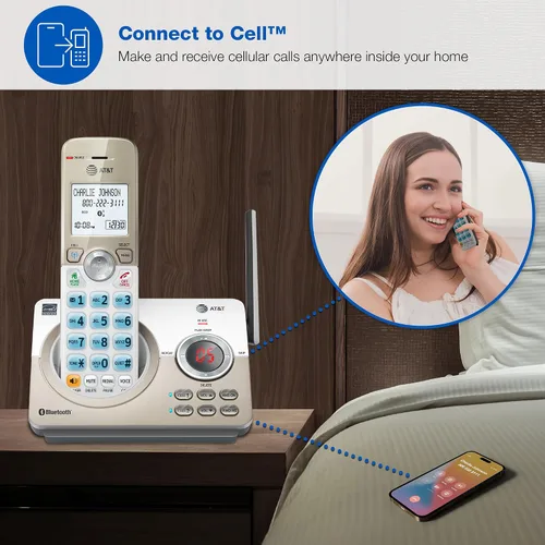 Vista 3 de AT&T DL72219 DECT 6.0 - Teléfono inalámbrico de 2 auriculares para el hogar con conexión a celular, bloqueo de llamadas, pantalla retroiluminada