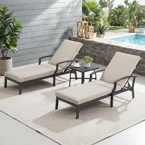 Vista 12 de Sillón de piscina, tumbona al aire libre de aluminio, Gunmetal