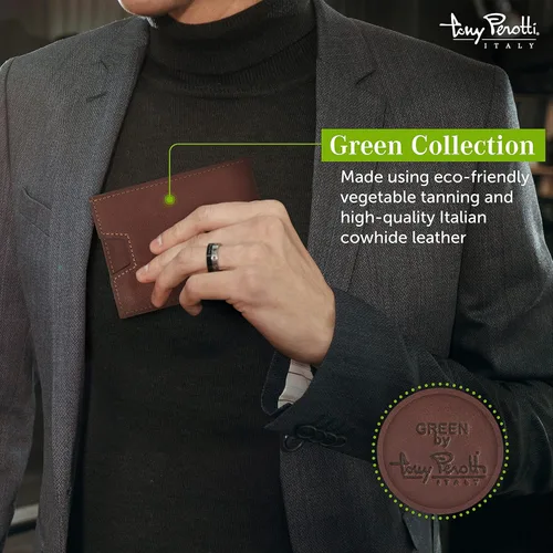 Vista 10 de Tony Perotti Cartera de piel italiana ultrafina RFID para hombre, bolsillo frontal con clip para dinero con ranuras para tarjetas de crédito