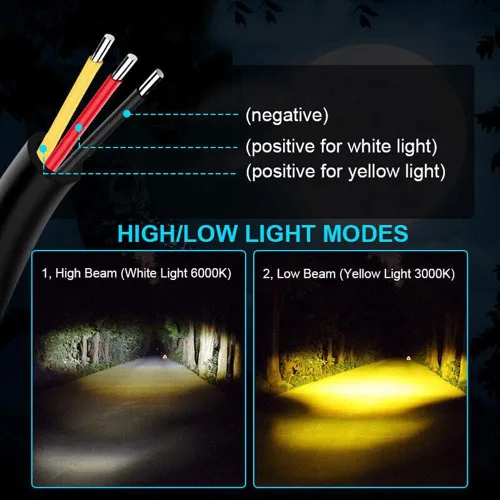Vista 7 de YSY 1 unids motocicleta LED Spot luz blanca amarilla lámpara de conducción de doble color búho LED trabajo 9-60V para bicicleta de calle coche ATV