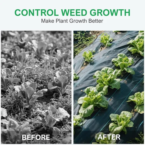Vista 5 de Tela de barrera de malezas de 3 pies x 50 pies – 3.2 oz Premium Heavy Duty Weed Block cubierta del suelo con 20 clavijas de seguridad en forma de U