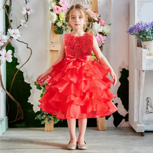 Vista 3 de NNJXD - Vestido de niña con volados y encaje, para fiesta o boda