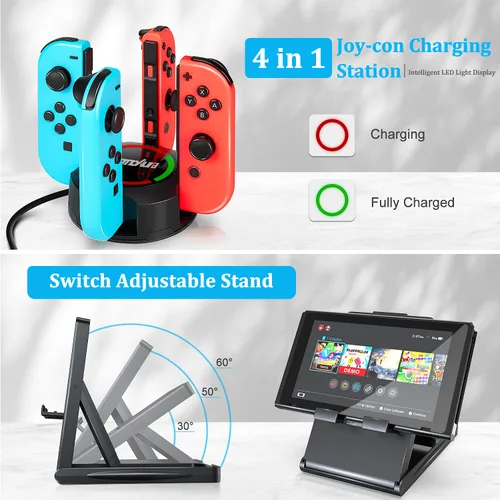 Vista 4 de Paquete de accesorios para interruptor, innoAura 20 en 1 kit de accesorios para interruptor incluye correas de muñeca, funda de transporte