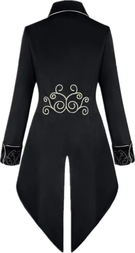 Vista 2 de Apocrypha Abrigo medieval steampunk para hombre, chaqueta gótica de vampiro, abrigo de vestido