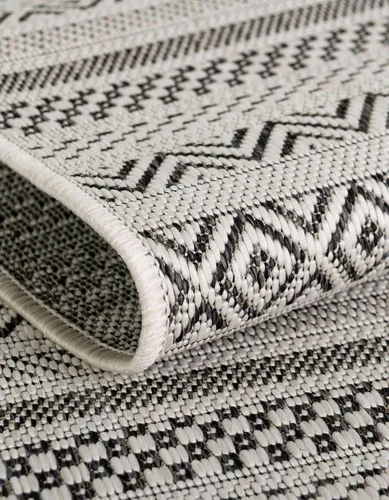Vista 6 de Unique Loom Outdoor Striped Collection Alfombra de área - Maia (2' 2" x 3' 1" Rectángulo, Beige/Marfil)