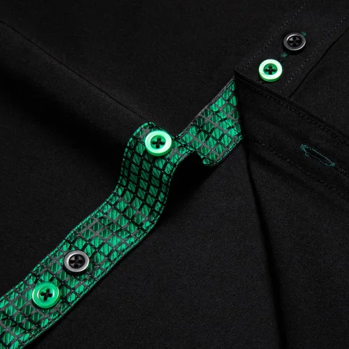 Vista 6 de DiBanGu Camisas de vestir para hombre, de manga larga, contraste interior, formal, de algodón, con botones, con bolsillo