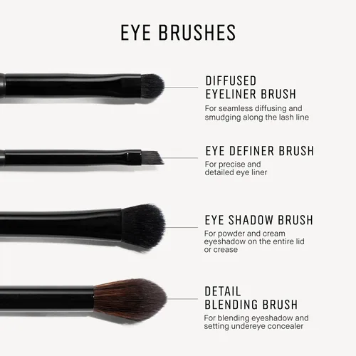 Vista 3 de Bobbi Brown Pincel delineador de ojos Brochas delineadoras de ojos para manchas, líneas precisas + ojos ahumados Funciona para delineador de gel