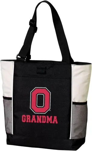 Vista 7 de Broad Bay Official Ohio State Tote Bag Zippered Travel Carryall Buckeyes Logo, 600D Polyester Canvas, Adjustable Web Handles, Front Pocket, Side