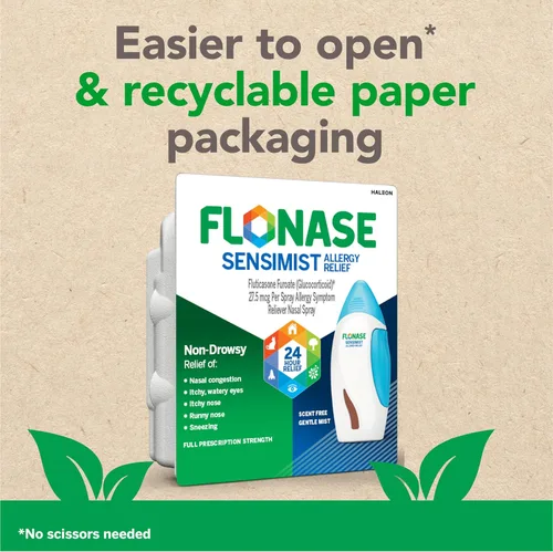 Vista 8 de Flonase Sensimist - Spray nasal para aliviar la alergia, sin somnolencia, 24 horas, alivio de alergias de larga duración con rocío fino y sin
