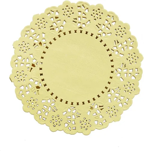 Vista 8 de DECORA Tapones redondos de encaje de papel azul de 3.5 pulgadas para decoración de vajilla, paquete de 100