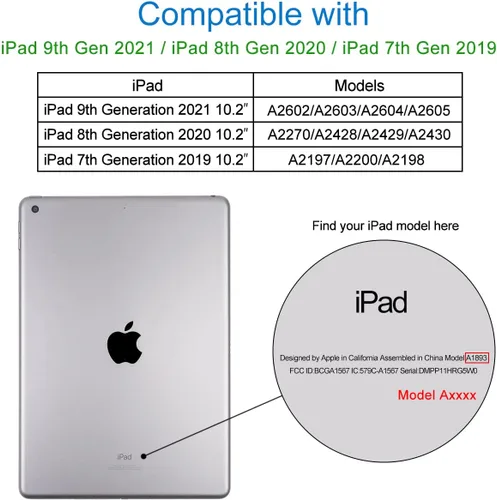Vista 2 de Compatible con iPad de 10.2 pulgadas, iPad de 9ª/8ª generación 2021/2020, iPad de 7ª generación y iPad 2019 de 7ª generación con soporte