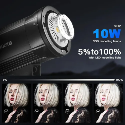 Vista 3 de Godox SK400II-V 400Ws Luz de Flash Estroboscópica para Estudio Fotográfico Monolight con Montura Bowens y Lámpara de Modelado LED de 10W
