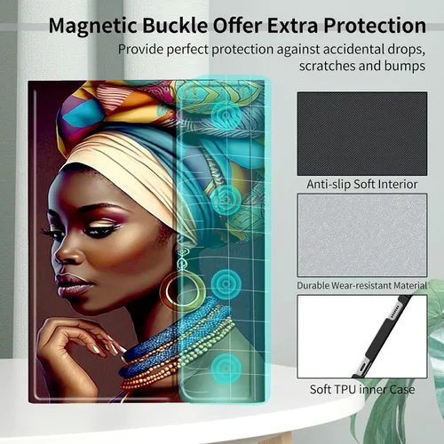 Vista 5 de Funda con teclado africano para Samsung Galaxy Tab S6 Lite de 10.4 pulgadas 2022 (SM-P613/P619)/2020 (SM-P610/P615), funda protectora delgada