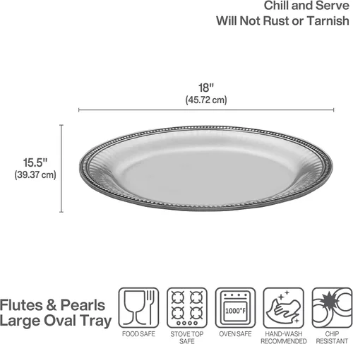 Vista 3 de Wilton Armetale Bandeja ovalada para servir flautas y perlas, 15.5 pulgadas x 17.75 pulgadas