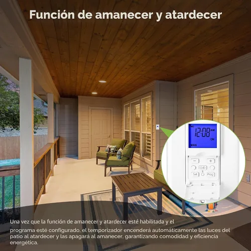 Vista 2 de BN-LINK Interruptor de temporizador astronómico programable de 7 días para luces, amanecer puesta de sol programable interruptor de luz temporizador