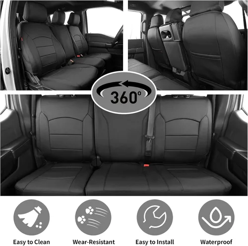 Vista 4 de EKR Fundas de asiento F150 personalizadas para Ford F-150 STX 2024-2026 y F150 XL/XLT 2021-2026 y Lariat 2021-2022 juego completo