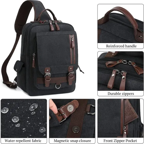 Vista 4 de Mygreen bolsa cruzada de lona, mochila de viaje