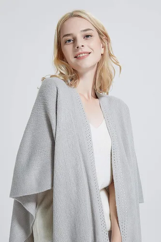 Vista 73 de Moss Rose Chal de viaje para mujer, capa tipo poncho de frente abierto para otoño e invierno