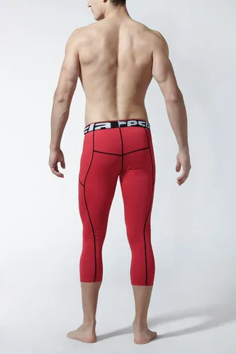 Vista 5 de TSLA Pantalones de compresión 34 para hombre, mallas de entrenamiento para correr, leggings atléticos capri de secado fresco, capa base de yoga