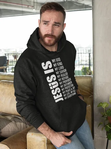 Vista 2 de shop4ever Jesús es Todo para Mí, Mi Dios, Mi Señor, Mi Salvador Sudaderas con capucha cristianas Negro