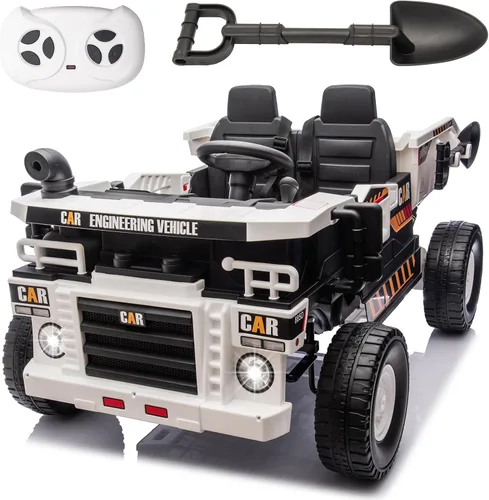Vista 11 de FINITO Juguetes de paseo de 24 V para niños grandes, camión volquete eléctrico y pala extra, auto de juguete eléctrico para niños, auto de juguete