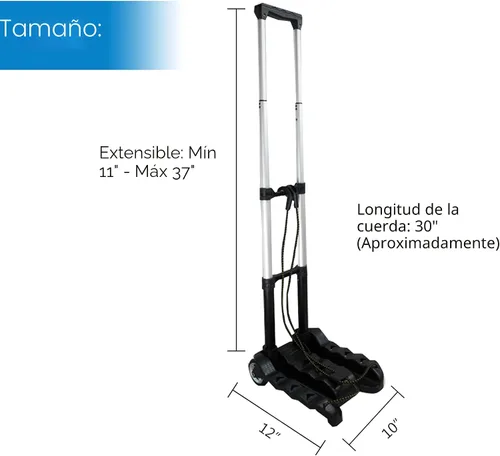 Vista 7 de RMS - Carro de equipaje plegable - Carretilla plegable y portátil de aluminio ligero para viajes, mudanzas y uso en oficina (negro)
