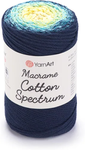Vista 32 de YarnArt Macramé de Algodón Spectrum – Cuerda Multicolor 80% Algodón – 8.8 oz (250g), 246 yardas (225m) – Cuerda Colorida para Nudos, Tejido 512.2 in