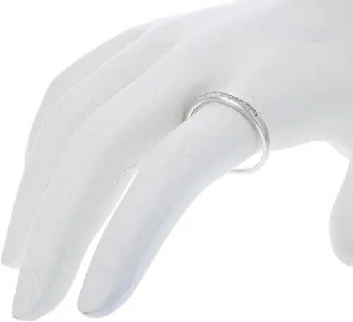 Vista 5 de Alianza de boda de diamante de 1/10 quilates para mujer, anillo de boda de oro blanco de 10 quilates con 10 piedras y juego de puntas, tamaño 4.5-10