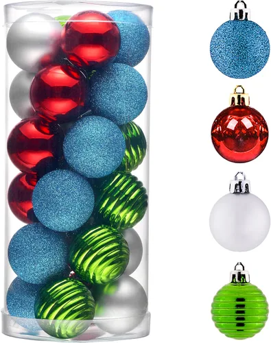 Vista 9 de Valery Madelyn Small Christmas Tree Decorations Ball Ornaments 24ct 1.57" Oro rojo