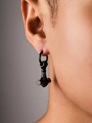 Vista 7 de HAQUIL Viking Jewelry - Amuleto vikingo con diseño de hacha de lobo y runa Mjolnir, aretes colgantes para hombres y mujeres