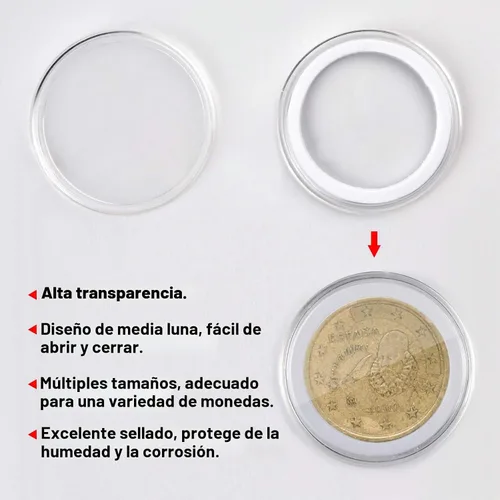 Vista 2 de 84 cápsulas de monedas de 1.811 in, con junta de espuma y caja de Transparente
