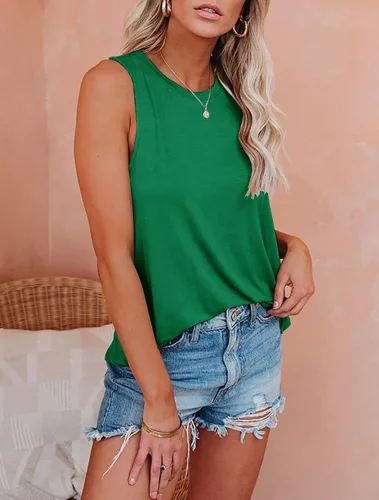 Vista 14 de JAWINT Camisetas casuales sin mangas para mujer, cuello redondo, sin mangas, holgadas, holgadas